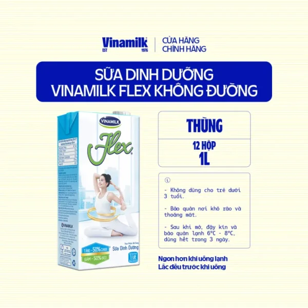 Thùng 12 Hộp Sữa tiệt trùng Flex không đường - Image 4